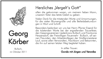 Traueranzeige von Georg Körber von Pegnitz-Zeitung